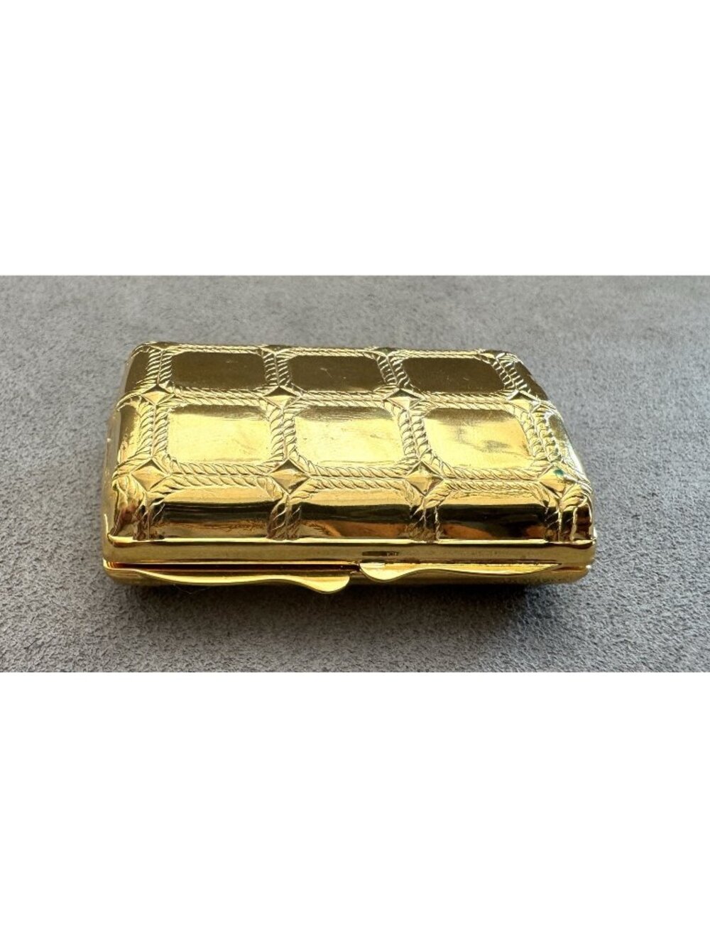 JUDITH LEIBER Suitcase Design TRINKET BOX Vanity Container Goldtone 2.25" Vintag